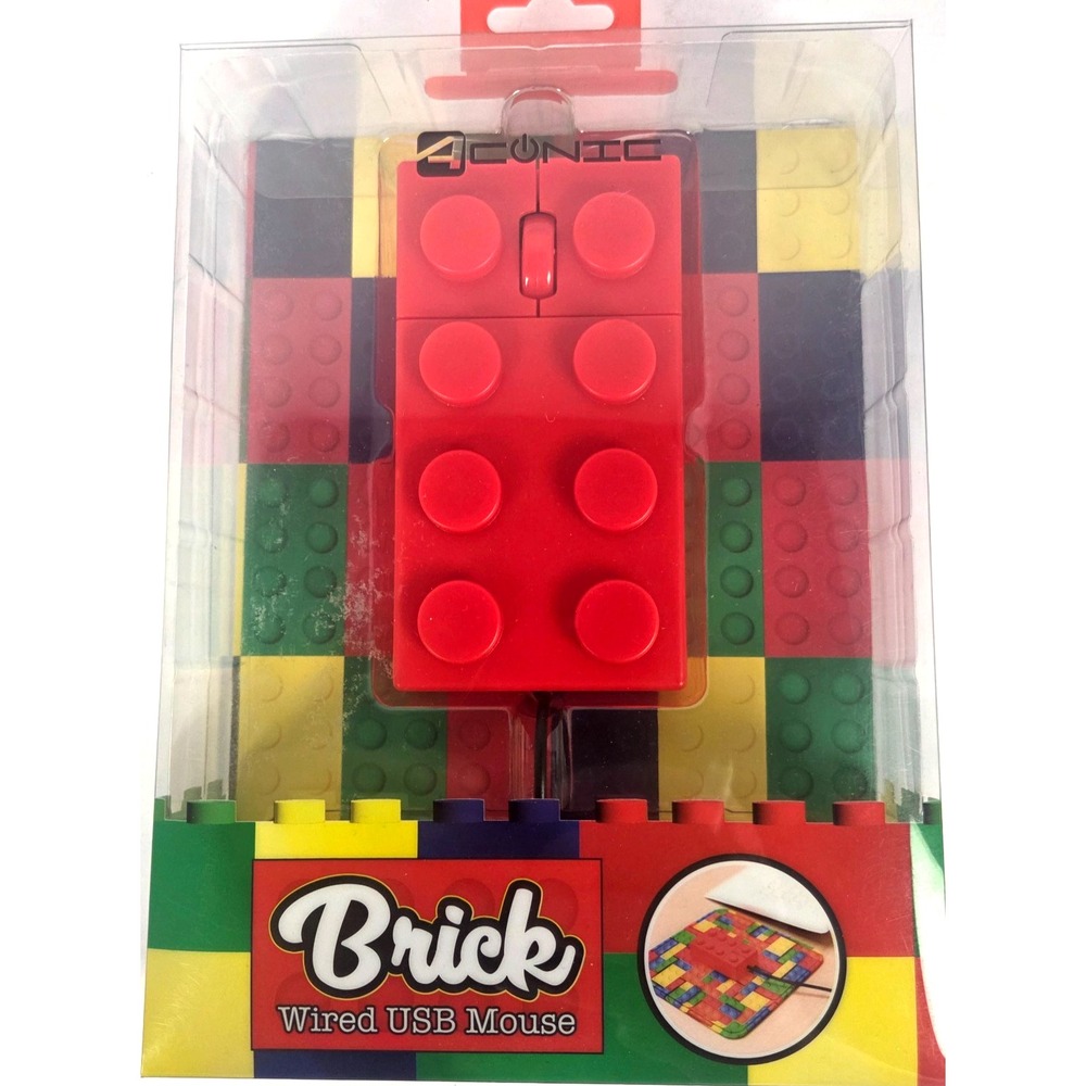 Aduro AC Onic Brick Wired USB Mouse Red New Building Block 1200 DPI 35301